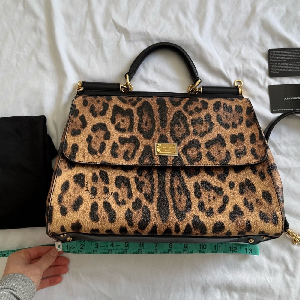 Dolce & Gabbana Leopard Print Satchel in Brown and Black with Gold Hardware